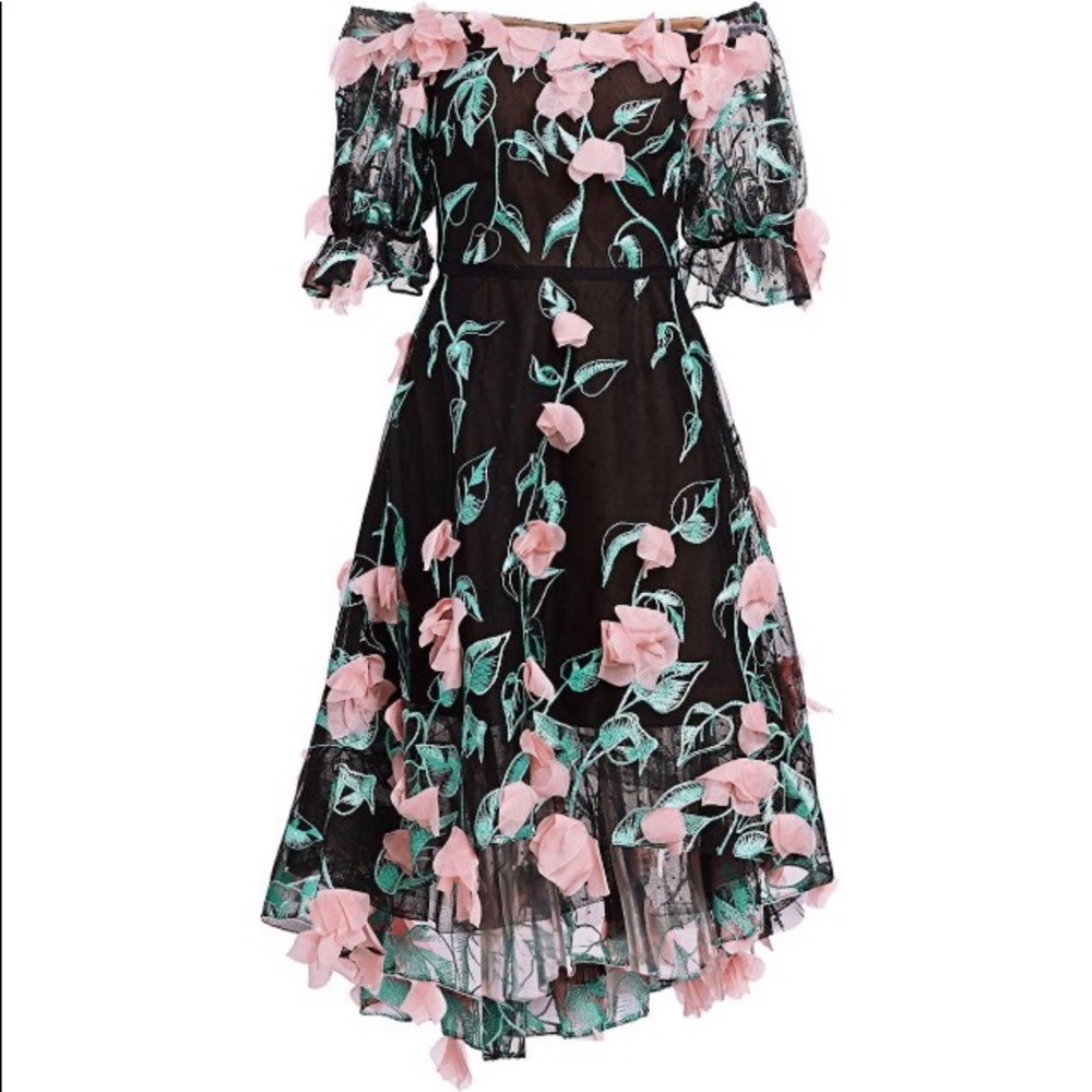 MARCHESA Notte floral formal tea dress